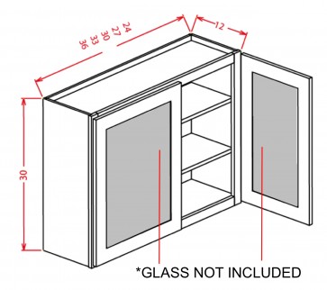 Glass Door For 30" High Wall Cabinets - Double Door