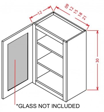 Glass Door For 30" High Wall Cabinets - Single Door