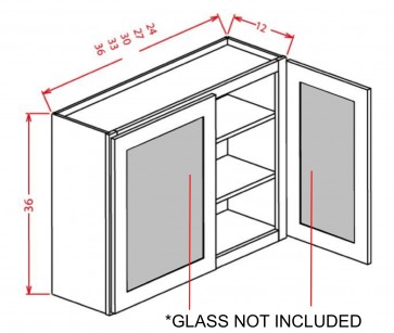 Glass Door For 36" High Wall Cabinets - Double Door