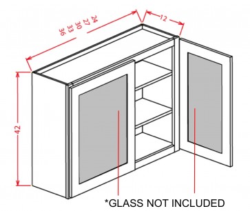 Glass Door For 42" High Wall Cabinets - Double Door