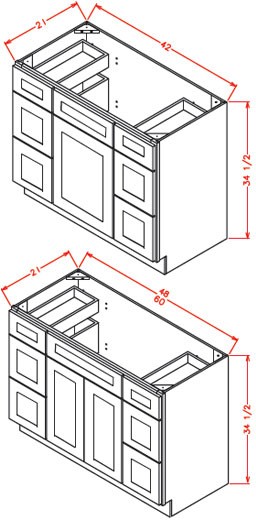 Vanity Combo Bases – Double Drawer Stack
