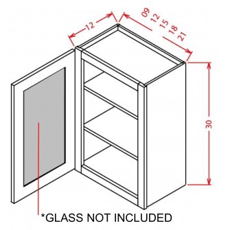 Glass Door For 30" High Wall Cabinets - Single Door