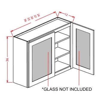 Glass Door For 36" High Wall Cabinets - Double Door