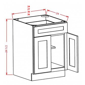 Vanity Sink Bases - Double Door Single Drawer Front